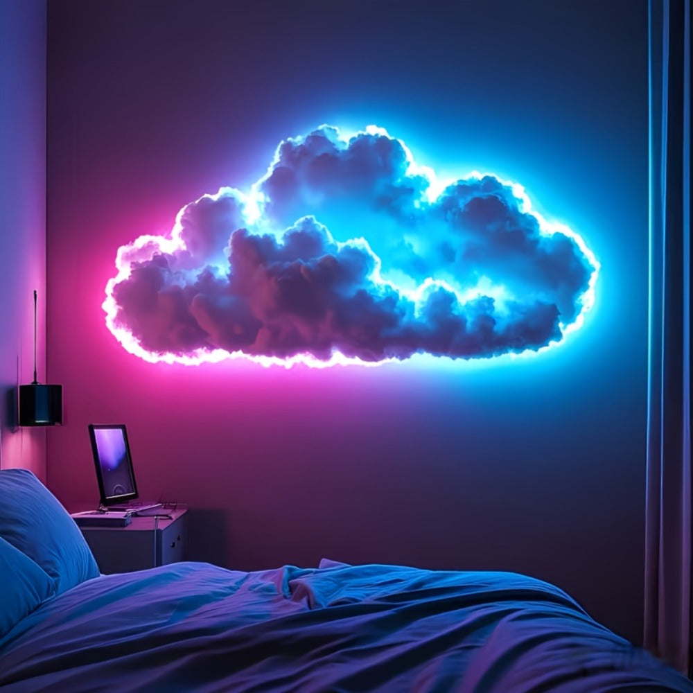 3D Thunder Cloud Lamp RGB Music Sync LED Light USB Powered Sound Sensitive IC Mood Lighting for Game Room Photography Studio Halloween Christmas Party Atmosphere Decoration