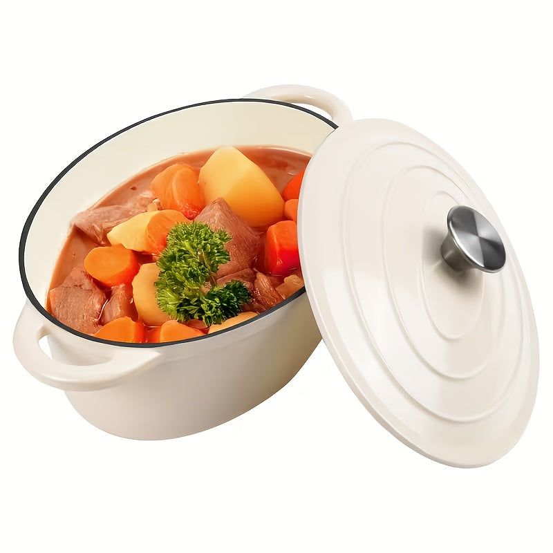 Enameled Cast Iron Dutch Oven 4.5QT with Lid & Dual Handles - Even Heat Distribution, Non-Stick Enamel Interior, for Bread Baking, Slow Cooking, Braising & Roasting, Compatible with All Stovetops & Oven
