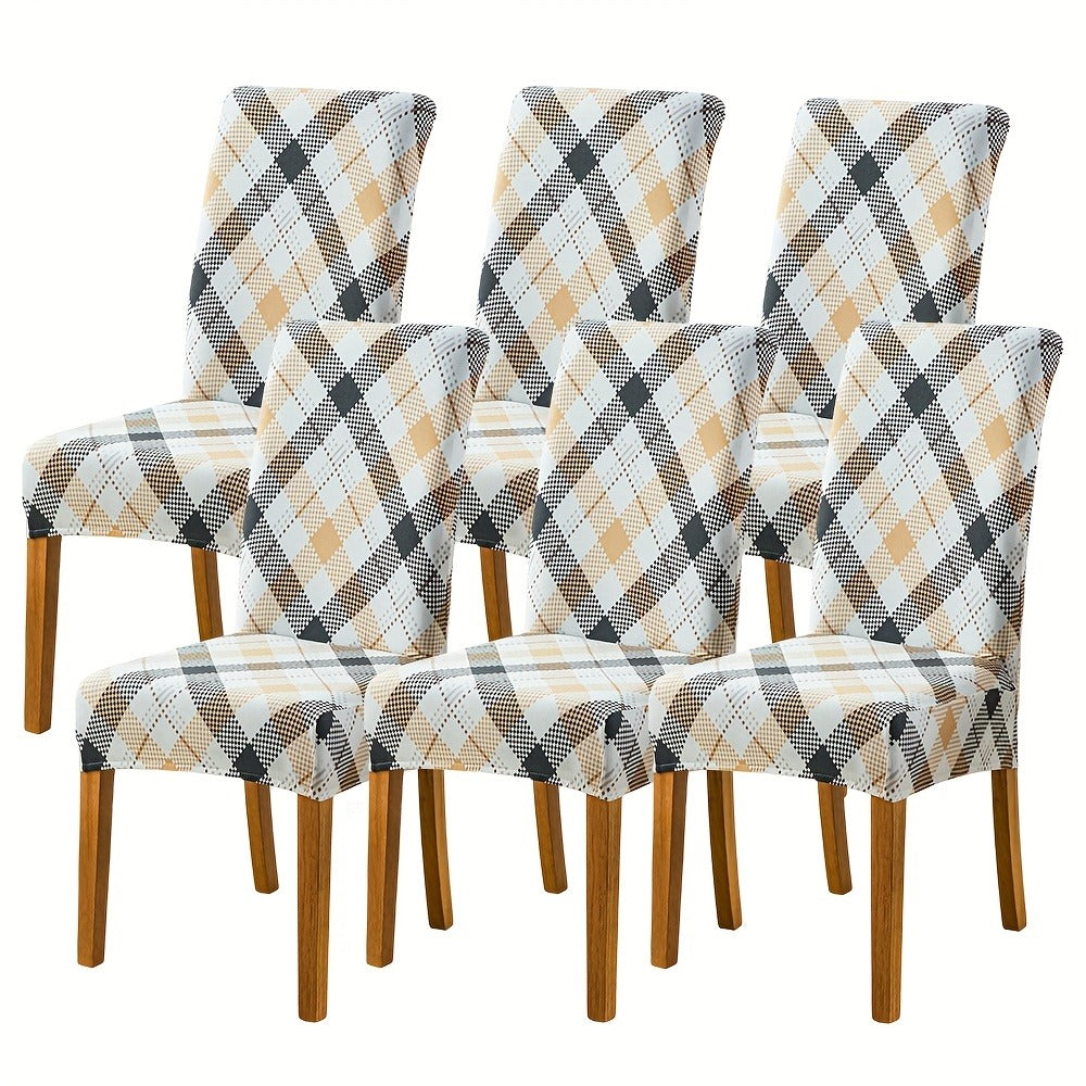 Dining Chair Covers Slipcovers Set of 4 or 6 - Spandex Stretch Milk Velvet Removable Washable Parsons Chair Protector | Anti-Slip Elastic Band | Multiple Prints | Kitchen Dining Room Hotel Ceremony