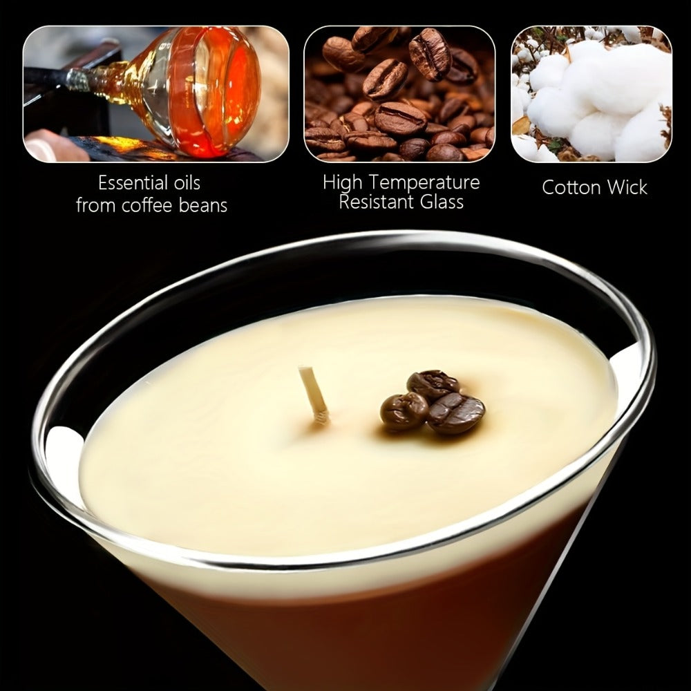 Coffee Martini Scented Candle ¨C Soy Wax Espresso Cocktail Candle with Coffee Bean Embellishment & Glitter, 12+ Hour Burn, Unique Birthday Gift, Valentine's Day, Mother's Day & Teacher Appreciation Gift for Candle Lovers