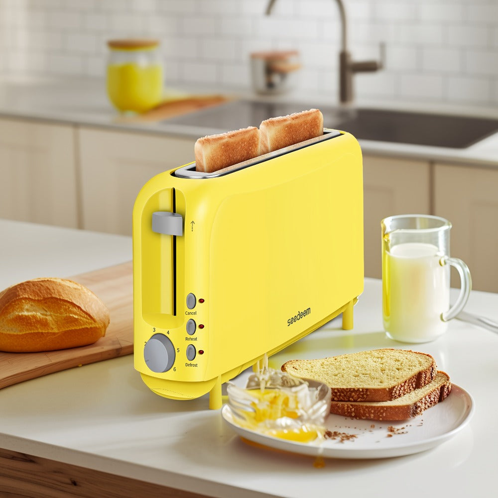 Slim Toaster 2-Slice Long Slot ¨C 1.45¡± Wide Slot, 6 Shade Settings, Cancel/Reheat/Defrost, 750W, Removable Crumb Tray | 6 Colors