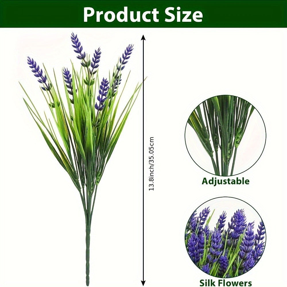Artificial Lavender Flowers 11pcs UV Resistant Outdoor Indoor Fake Flower Stems, No Fade Realistic Plastic Lavender for Garden Patio Wedding Party Home Decor, Low Maintenance Floral Arrangement