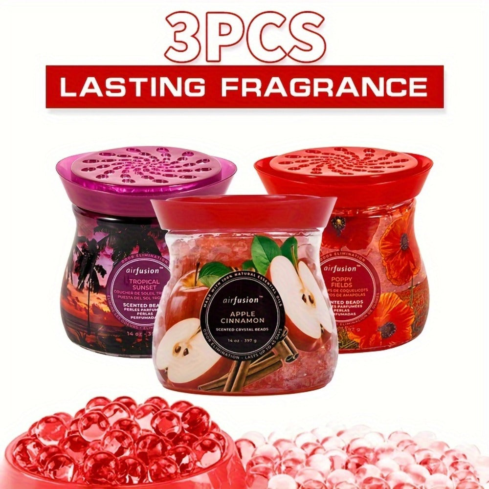 Air Freshener Scented Beads 3-Pack ¨C Long-Lasting Fragrance Beads, Multi-Purpose Odor Eliminator for Home, Car, Closet, Bathroom & Office, Essential Oil Aromatherapy, 6 Scents Available