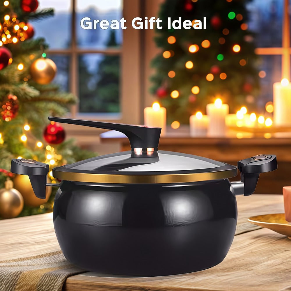 Non-Stick Soup Pot with Twist-Lock Handle | Large Capacity Stew Pot Compatible with Gas Stove Induction Cooker Open Fire | Multi-Function Cooking Pot for Home Restaurant Hotel