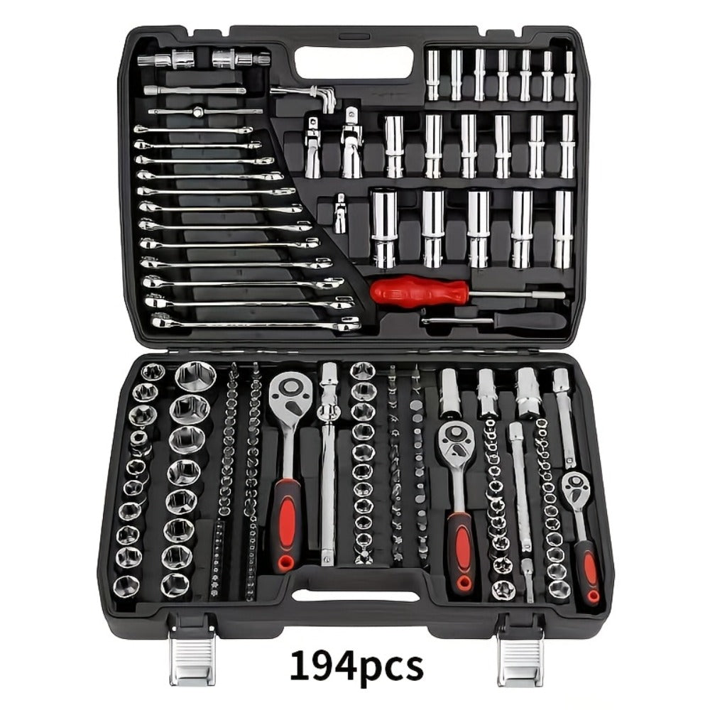 Impact Socket Set 53/54/194/518PCS ¨C 3/8¡± Drive CR-V Steel | Metric 8-22mm & Imperial 5/16¡±-3/4¡± | Complete Socket Kit for Car Repair, DIY & Mechanics | Best Gift for Men