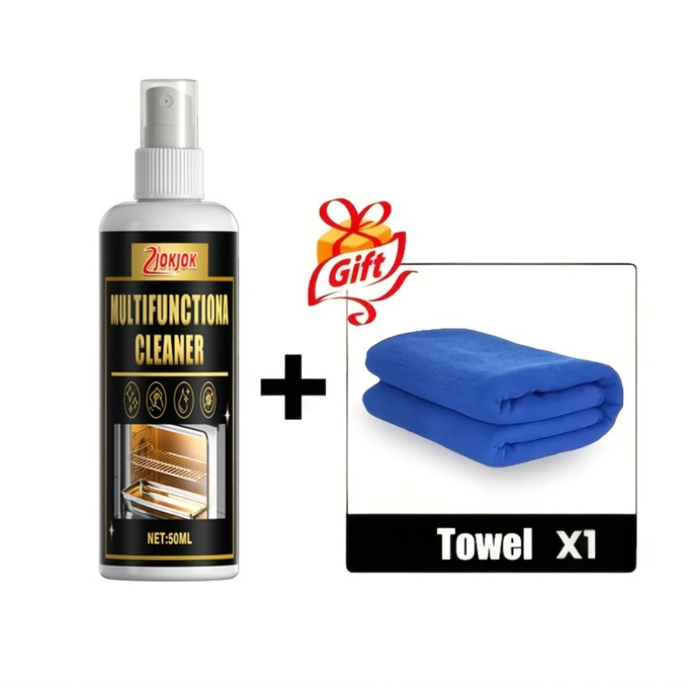 Calcium Carbonate Metal Cleaner Spray - Heavy Duty Oil Stain Remover for Stove Oven Cooktop, Polish & Restoration Formula with Sponge, 1.69oz