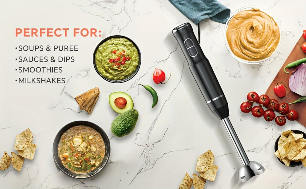 Immersion Blender 400W Handheld Stick Mixer with 2 Speeds & Turbo Mode 304 Stainless Steel Blades ¨C Corded Hand Blender with Detachable Base for Soup Smoothie Puree Baby Food