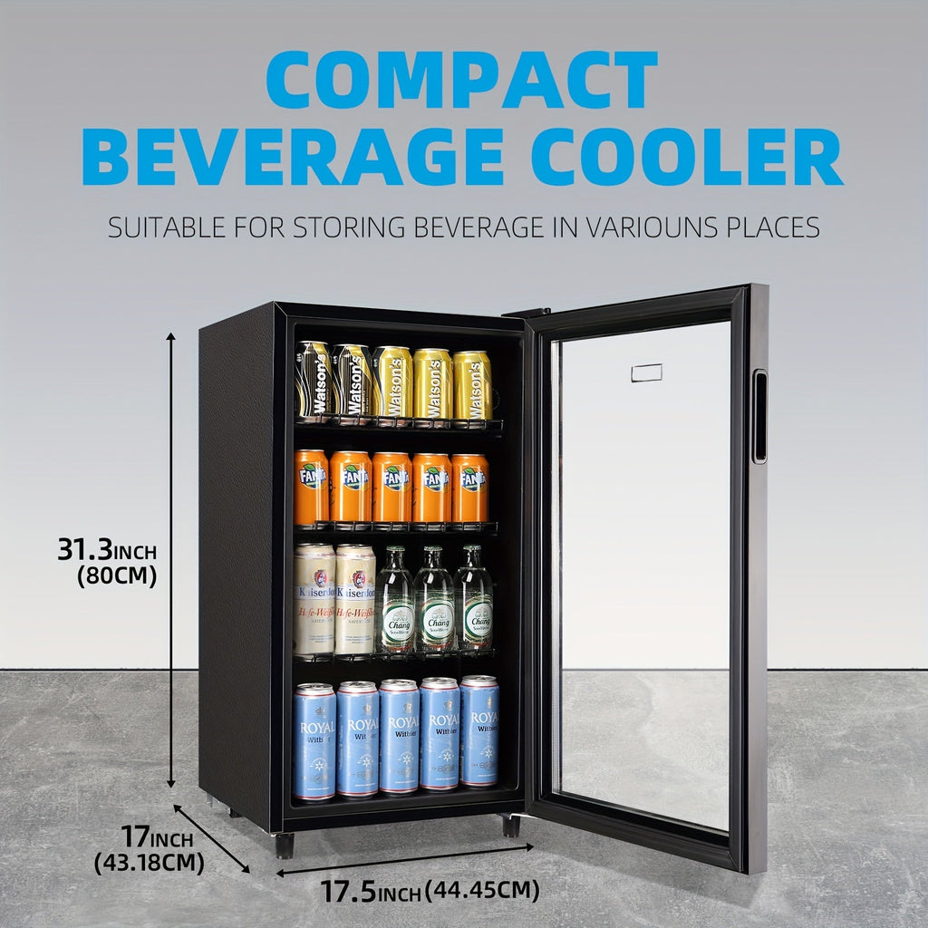 Beverage Refrigerator with Glass Door ¨C Mini Fridge 2.0/3.5/4.0 Cu Ft, LED Lights, Adjustable Shelves, R600a Cooling for Beer, Wine & Drinks, Home, Office & Bar