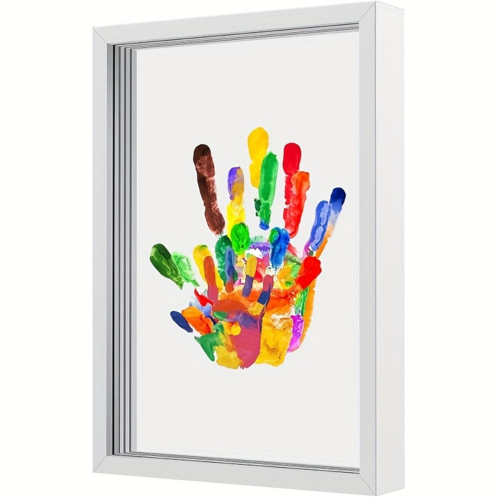 Handprint Kit for Family - DIY Wooden Keepsake Frame with Paint, Baby Hand & Footprint Craft Set, Cherished Memory Keepsake Box, Unique Gift for New Parents, Home Decor Nursery Art