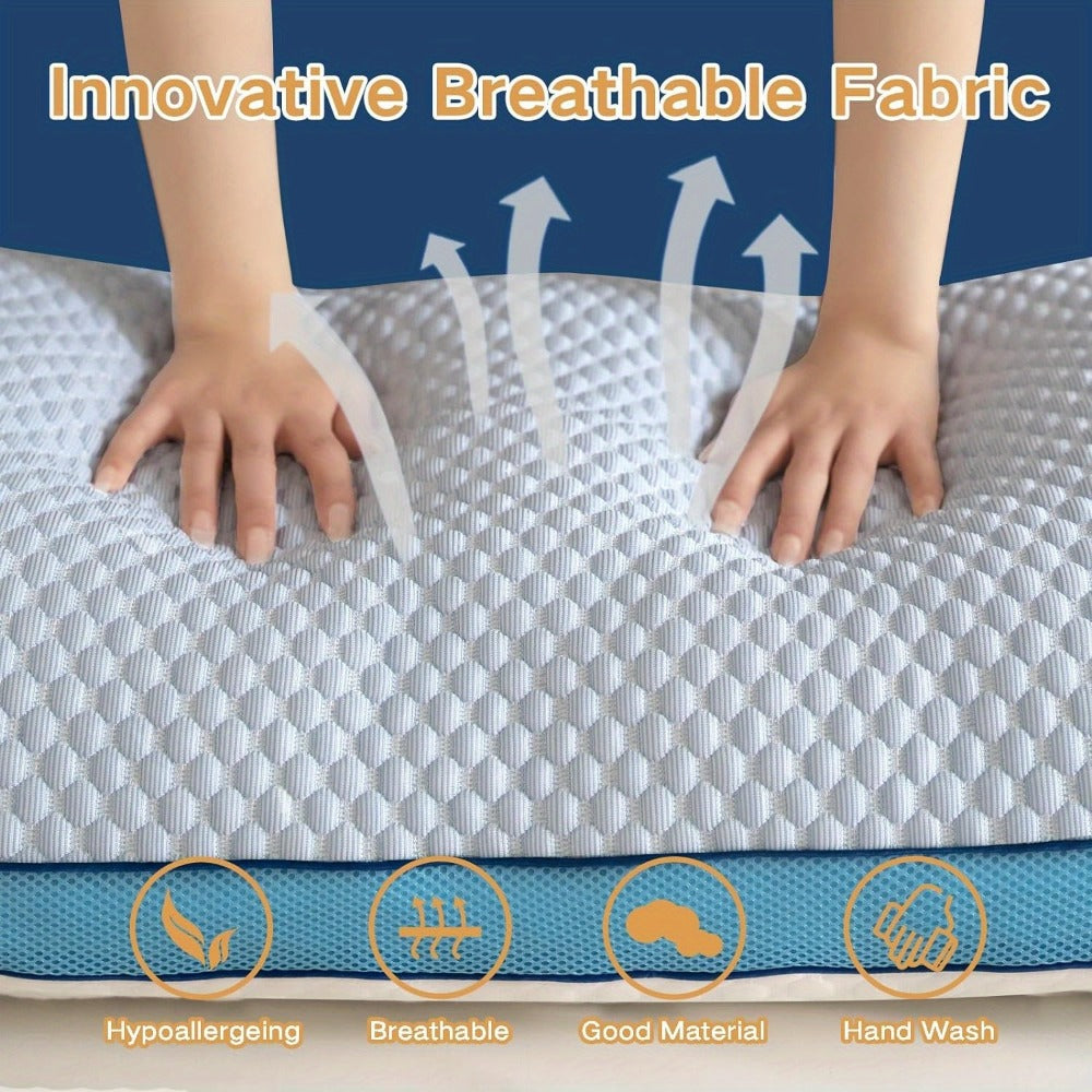 Body Pillow for Adults Full Body Support - Memory Foam Shredded Fill, Washable Pillowcase, 20x54 Inch, White & Grey