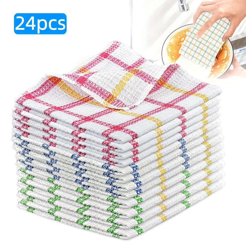 Kitchen Cleaning Cloths 24 Pack Soft Absorbent Reusable Dish Towels Square Dishcloths Durable Multi-Purpose Cleaning Rags for Home Kitchen Assorted Holiday Patterns Christmas Halloween Thanksgiving