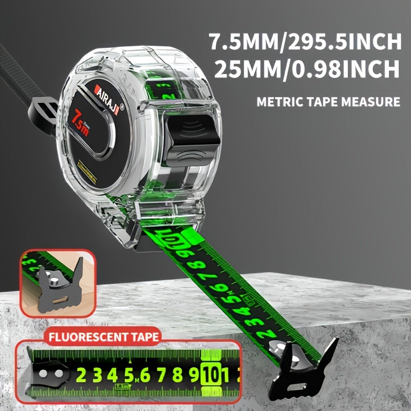 Steel Tape Measure Heavy Duty Fluorescent Anti-Drop Durable Measuring Tape 5M 7M 10M with Wide Blade for Home Construction Woodworking DIY