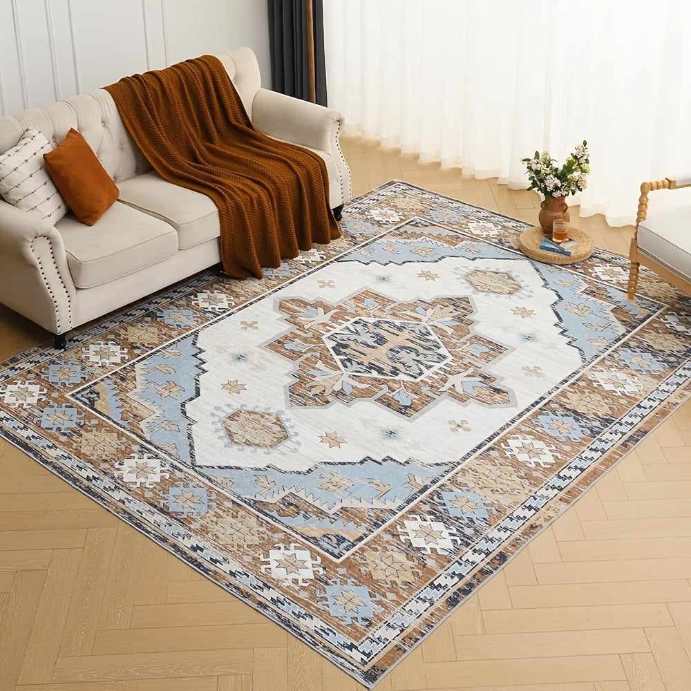 Vintage Persian Area Rug Machine Washable Non-Slip Non-Shedding Floral Indoor Carpet for Living Room Bedroom in Multiple Colors and Sizes