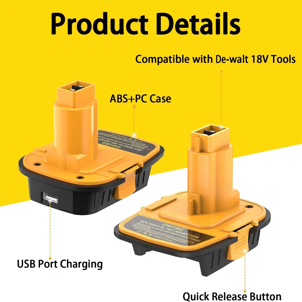 Battery Adapter DM18D DeWalt 18V to 20V Converter with USB Port Compatible with DeWalt 20V & Milwaukee 18V Li-Ion Batteries for DeWalt 18V Cordless Tools 3 Pack