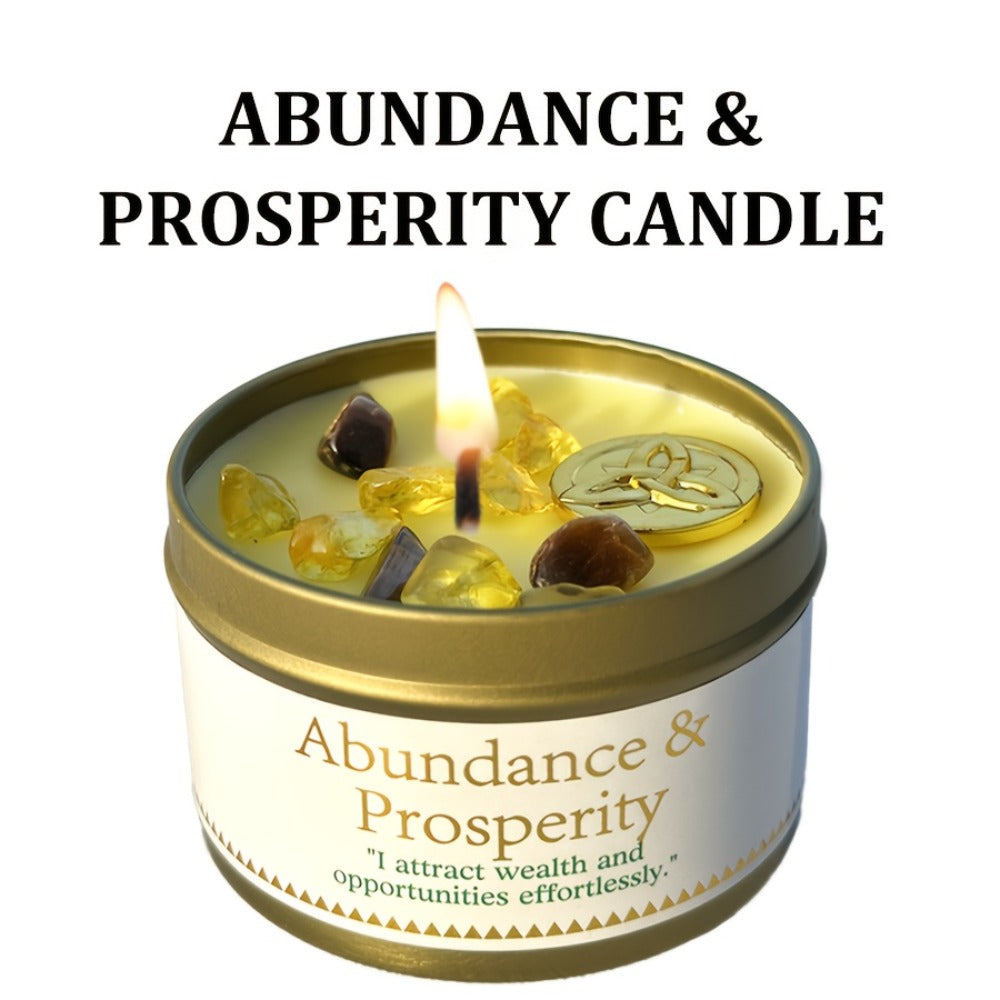 Manifestation Candles Scented Soy Wax with Golden Crystal ¨C Law of Attraction Abundance Candle for Meditation, Yoga & Focus | Spiritual Gift for Women with Guidance Card | Christmas, Birthday, New Year