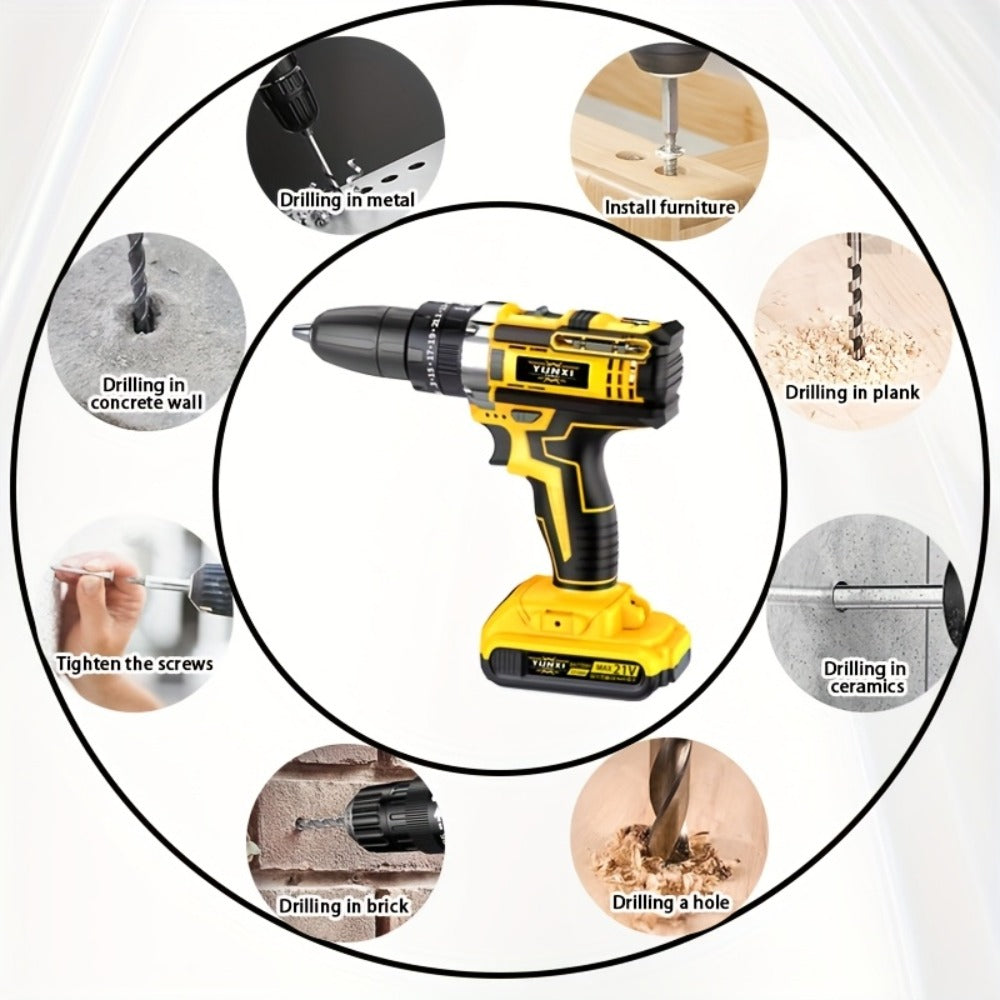 Cordless Impact Drill Set 21V - Wireless Power Drill with Battery & Quick Charger, Multifunctional Tool Kit for Home Repair, DIY Projects & Family Use, Multiple Configurations Available (Gift for Men)
