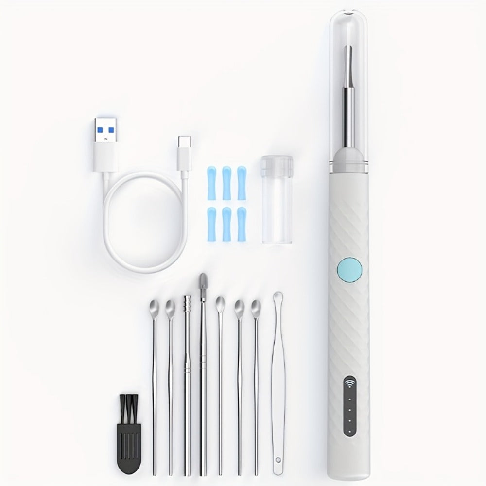 Ear Cleaning Camera Kit 1080P HD Rechargeable Lithium Battery ¨C 6 Ear Spoons, Ear Tweezers, Visual Ear Wax Removal Tool Compatible with All Smartphones for Adults Safe Home Ear Care