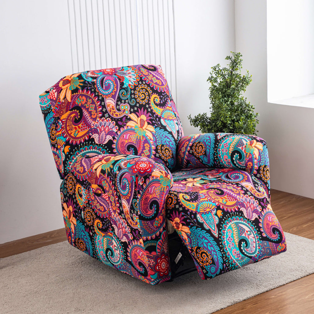Tie Dye Lounge Chair Cover Set of 4 High Elasticity with Side Pockets Printed Stretch Chair Slipcover Pet Friendly for Bedroom Office Living Room Holiday Decor