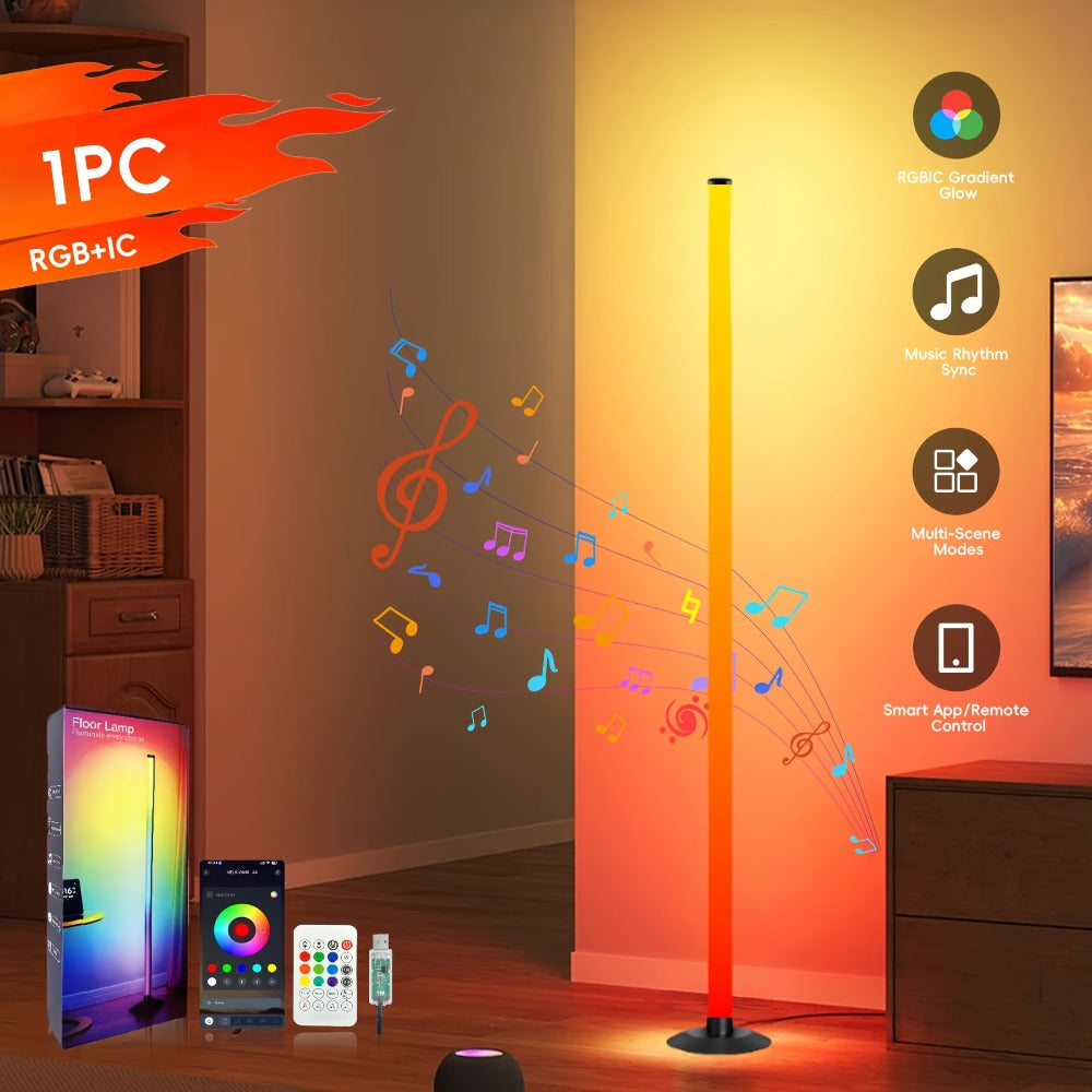 RGB Floor Lamp with Remote Control USB Powered | Color Changing LED Corner Lamp with Adjustable Brightness ¨C Modern Space-Themed Ambient Light for Living Room & Bedroom