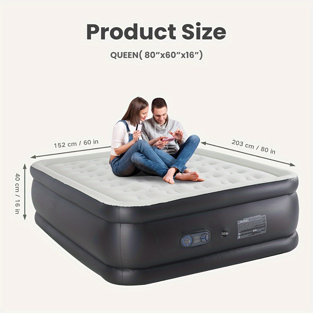 Air Mattress with Coil Beam Support | 660 lbs Capacity Plush Velvety Top Non-Slip Bottom - Guest Bed Inflatable Mattress for Camping & Home, Multiple Sizes & Heights, Stable on Floors & Carpets