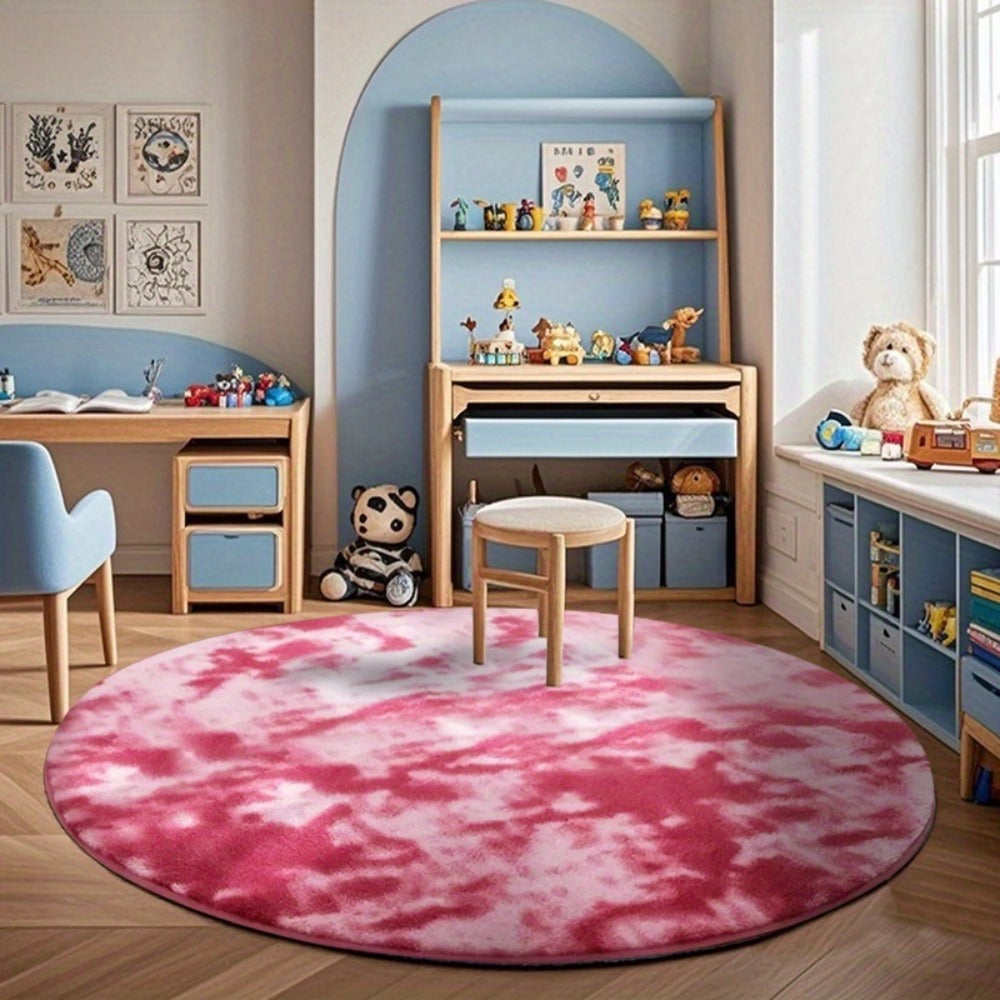 Round Faux Fur Area Rug - Soft Plush Circle Carpet for Living Room Bedroom, Machine Washable, Multiple Colors & Sizes