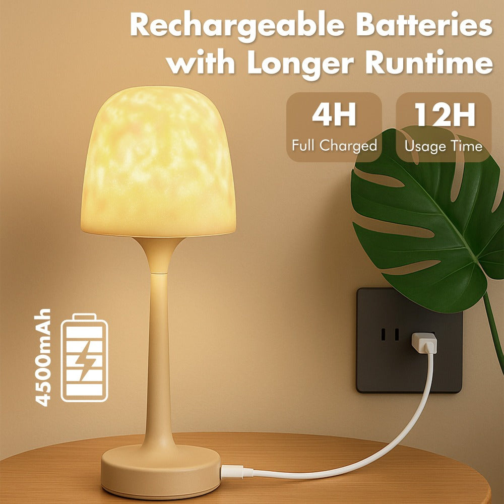 Ocean Wave LED Projector Lamp ¨C 16 Color Rechargeable Cordless Night Light with Remote, Water Ripple Atmosphere Lamp for Bathroom Bedroom, Portable Table Lamp, RGB & Wood Base Options