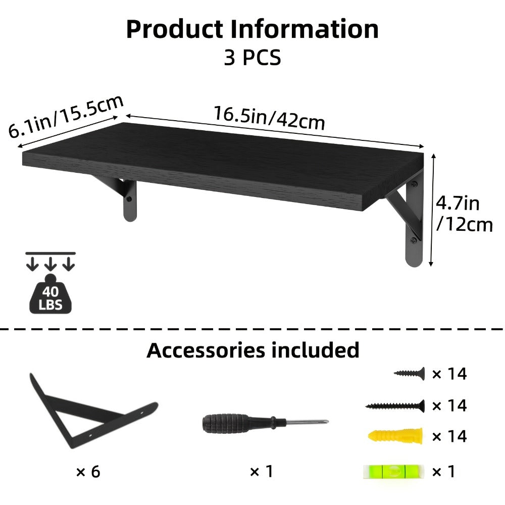Floating Shelves for Wall ¨C 3 or 6pcs Heavy Duty Farmhouse Wall Shelves for Bedroom, Bathroom, Living Room & Kitchen Decor ¨C Long Ledge Shelf for Storage & Display (Multiple Colors & Sizes)