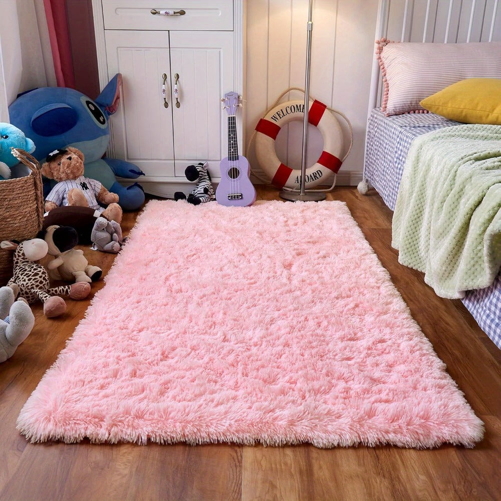 Pink Soft Shaggy Area Rug for Living Room Bedroom Non-Slip Fluffy Carpet Thickened Moisture Resistant Easy Clean Home Decor
