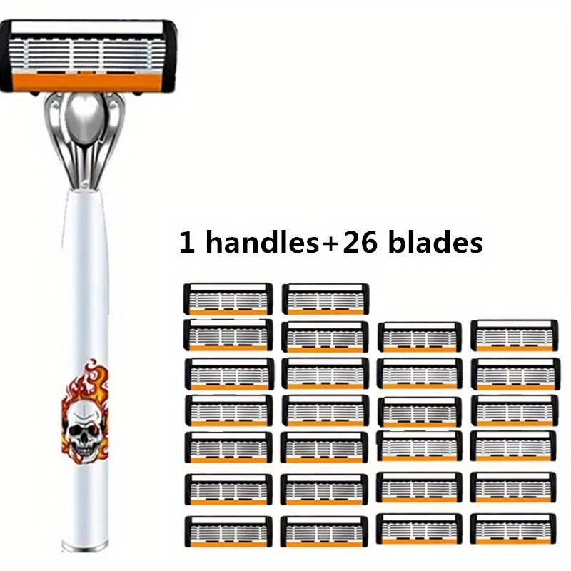 Men's Safety Razor with Replacement Blades - Anti-Slip Stainless Steel Handle Shaver for Beard & Sideburns, Classic Style Wet Shaving Razor, Multiple Blade Bundle Options