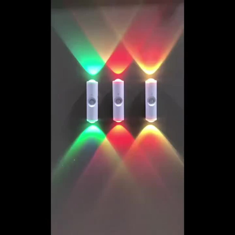 Cat Eye LED Wall Light Motion Sensor ¨C 6 Pack USB Rechargeable Night Lamp, 3 Color Settings, Wireless Auto Sensing No Wiring for Bedroom Stairs Closet Bathroom Hallway (RGB / Three Colors)