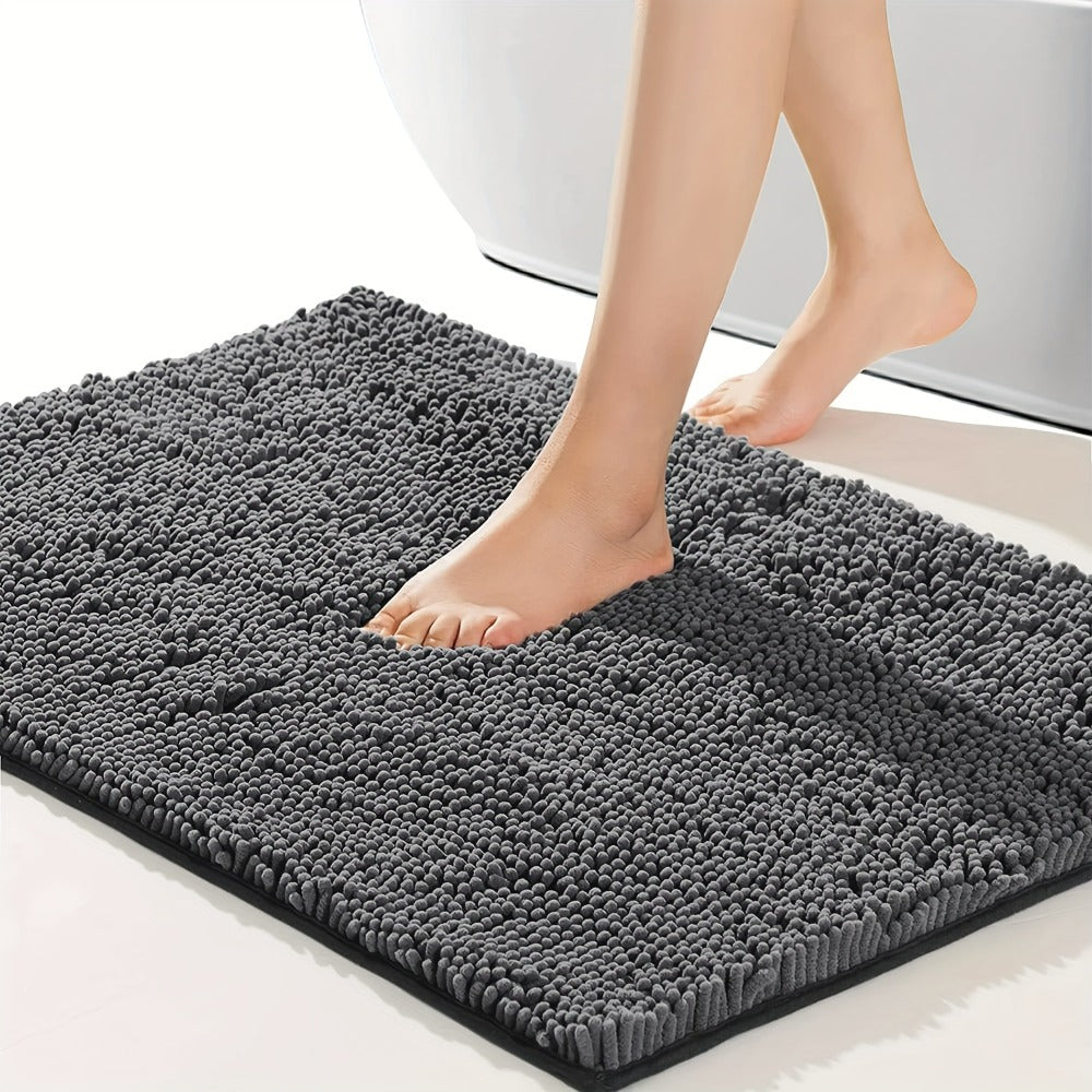 Chenille Bath Rug Extra Thick Soft Absorbent Non-Slip Bathroom Mat Machine Washable, Multiple Sizes & Colors