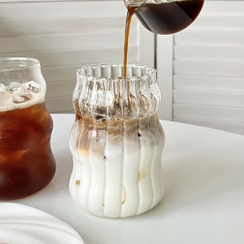 Borosilicate Glass Cups with Straws Cloud Design U-Shaped Insulated Cold Drink Glasses BPA-Free 18oz Set of 4 or 6
