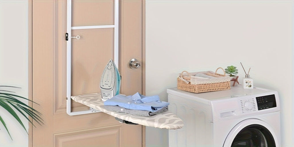 Wall Mount Ironing Board Foldable 36x12 Space Saving with Iron Holder Removable Heat Resistant Cover for Small Spaces Laundry Room Closet Apartment