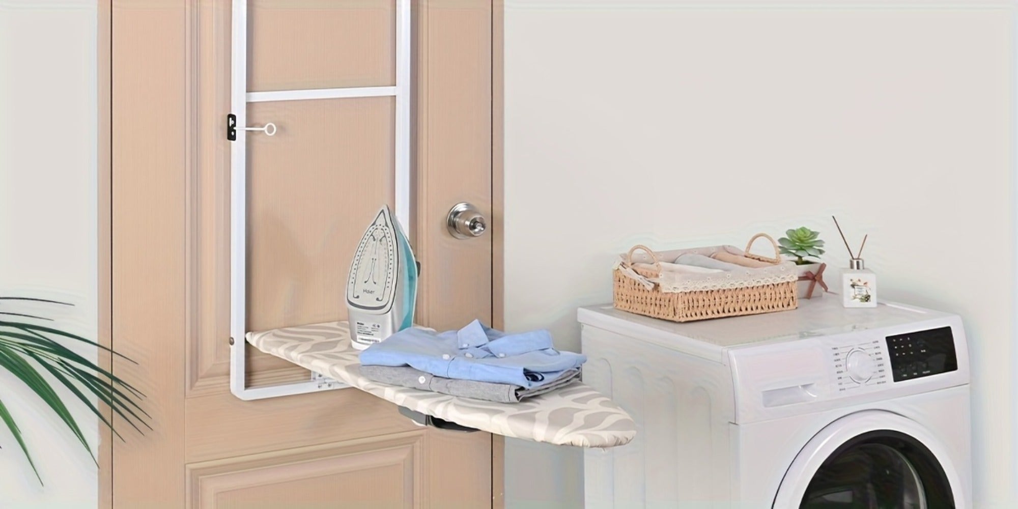 Wall Mount Ironing Board Foldable 36x12 Space Saving with Iron Holder Removable Heat Resistant Cover for Small Spaces Laundry Room Closet Apartment