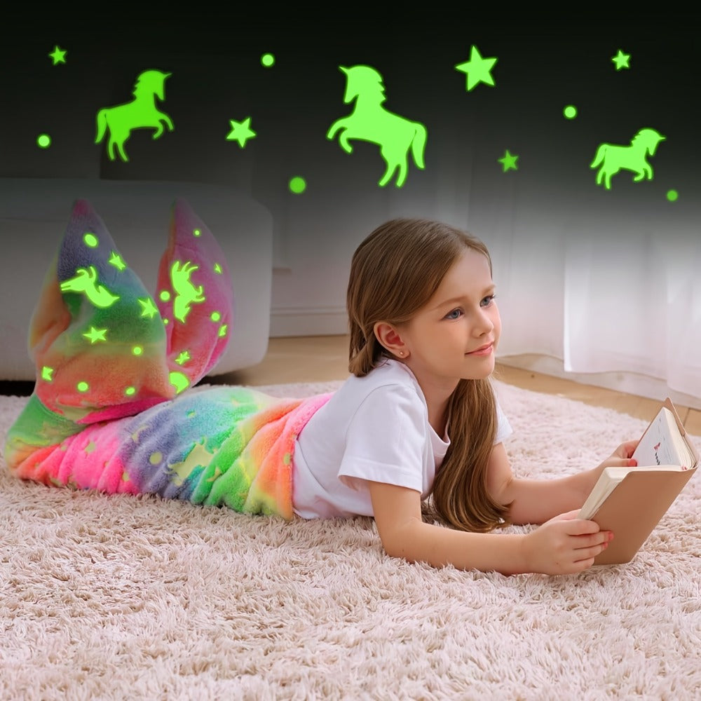 Mermaid Tail Sleeping Bag Blanket for Kids & Adults - Soft Flannel 200GSM Anti-Kick Cozy Bed Cover, Fun Novelty Bedding for Girls Boys Sleepovers Camping, 5 Colors: Green Red Blue Purple Yellow
