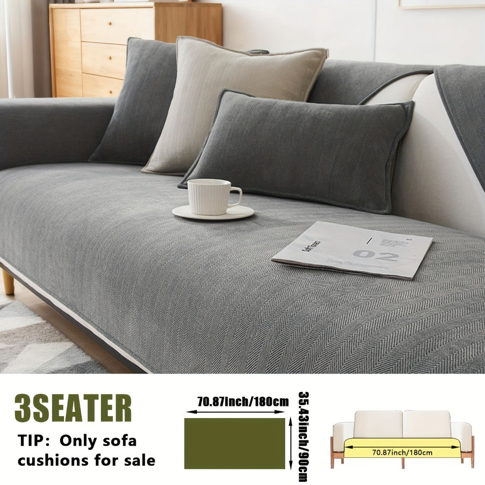 Chenille Ribbed Sofa Cover - Pet Friendly Non-Slip Machine Washable Soft Stretch Slipcover for 1-4 Seater Sectional Sofa Living Room Bedroom Office, 9 Colors
