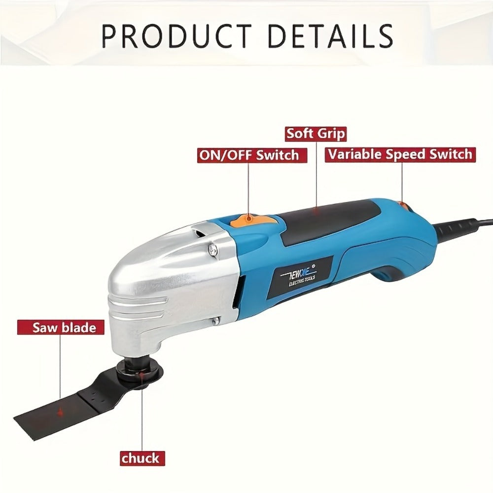 Oscillating Multitool Kit 2.5 Amp Corded, 6-Speed Variable, 3¡ã Oscillation Angle, Cutting Tool for Wood Metal Plastic, High-Precision Renovator Tool for DIY Projects & Home Repairs, Accessories Included