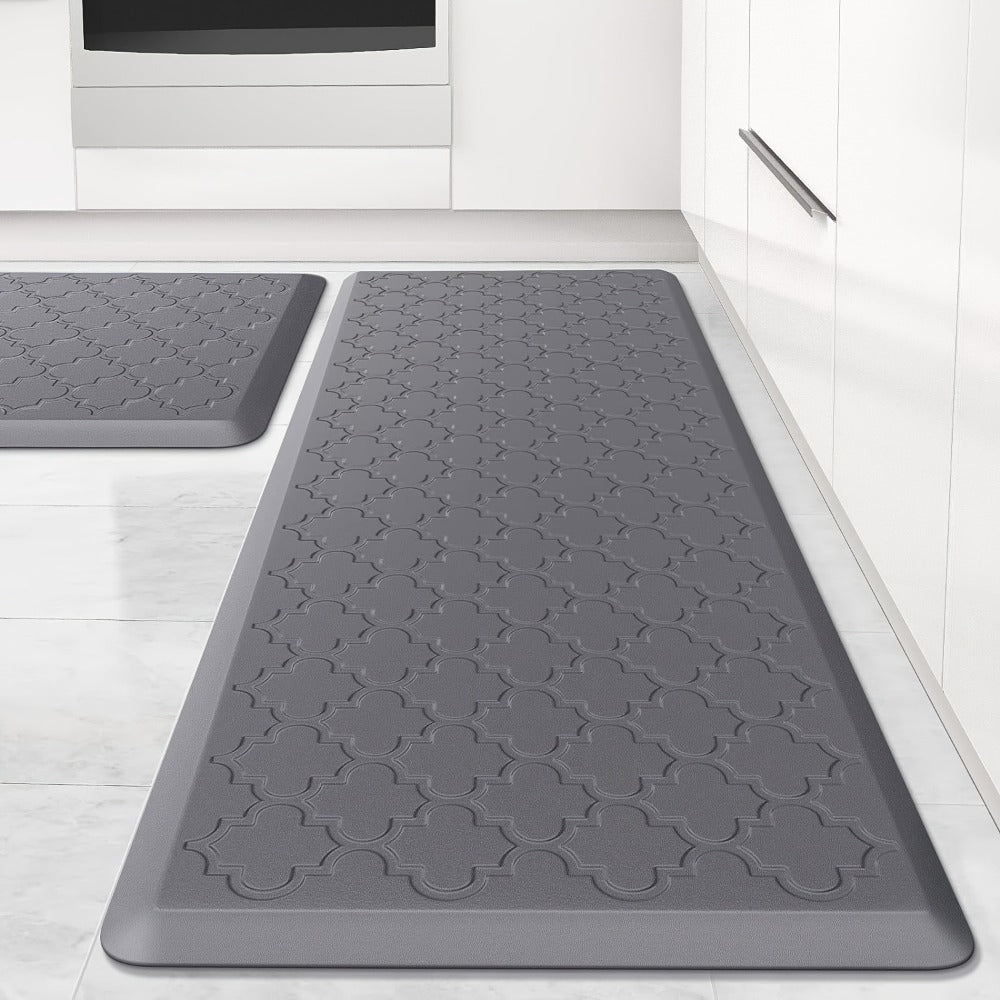 Anti-Fatigue Kitchen Floor Mat ¨C Cushioned PVC Foam Non-Slip Ergonomic Standing Mat for Kitchen, Office, Sink & Laundry, 2 Sizes ¨C Gray & Black