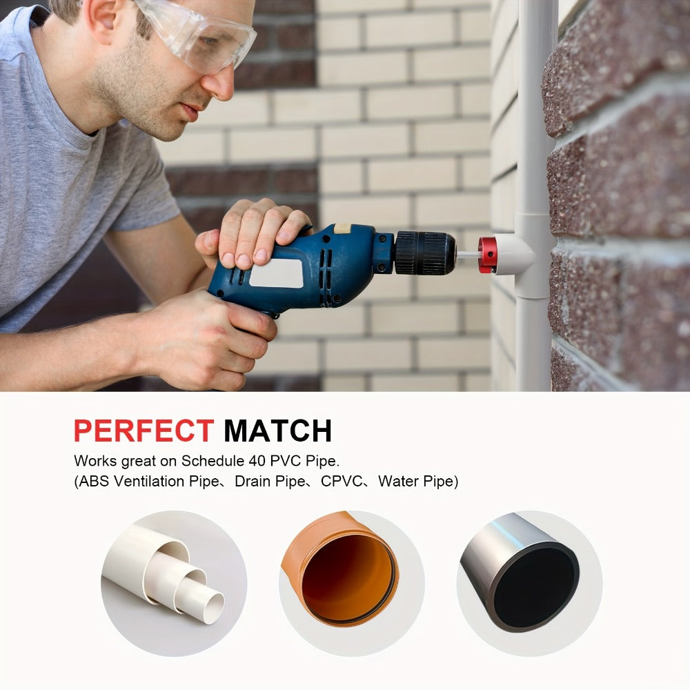 PVC Pipe Reamer Kit 8pcs - Fitting Saver for SCH 40 Plastic Pipe, Aluminum Alloy Body with 11.5¡± Hex Shaft, 8 Sizes 1/2¡± to 4¡±, for PVC PP PE ABS Pipes, Drill Compatible, Red