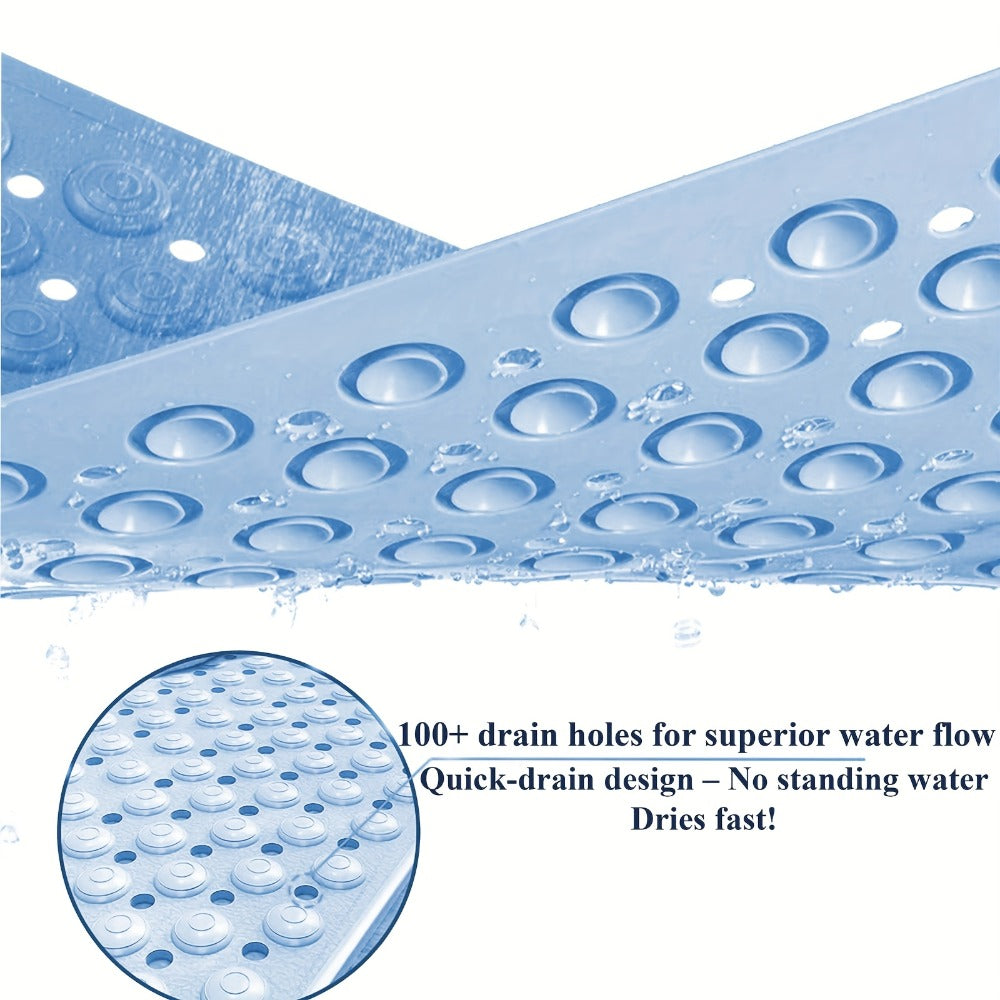 Non-Slip Bath Tub Shower Mat 27x14 Inch with Suction Cups & Drain Holes | Foot Massage Textured | Machine Washable Bathroom Safety Mat