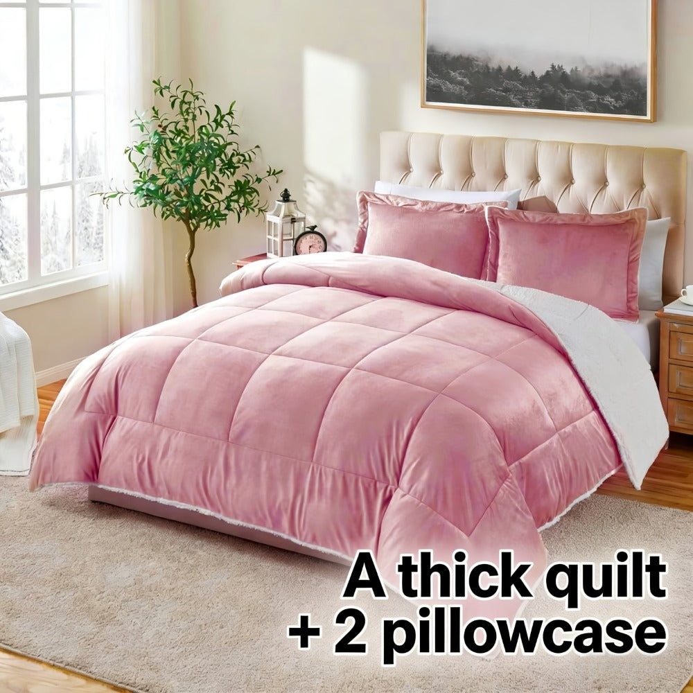 Sherpa Fleece Comforter Set Extra Thick Plush Microfiber Reversible Soft Warm Luxury Bed Blanket Twin XL Full Queen King 10 Colors Lightweight Cozy Bedding