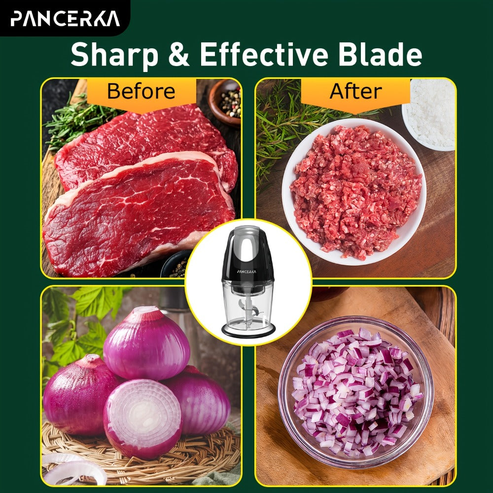 Electric Food Chopper Mini Food Processor ¨C One-Touch 600ml Vegetable Chopper with 4 Stainless Steel Blades, Meat Grinder Blender for Garlic, Fruits, Smoothie, Puree, Black