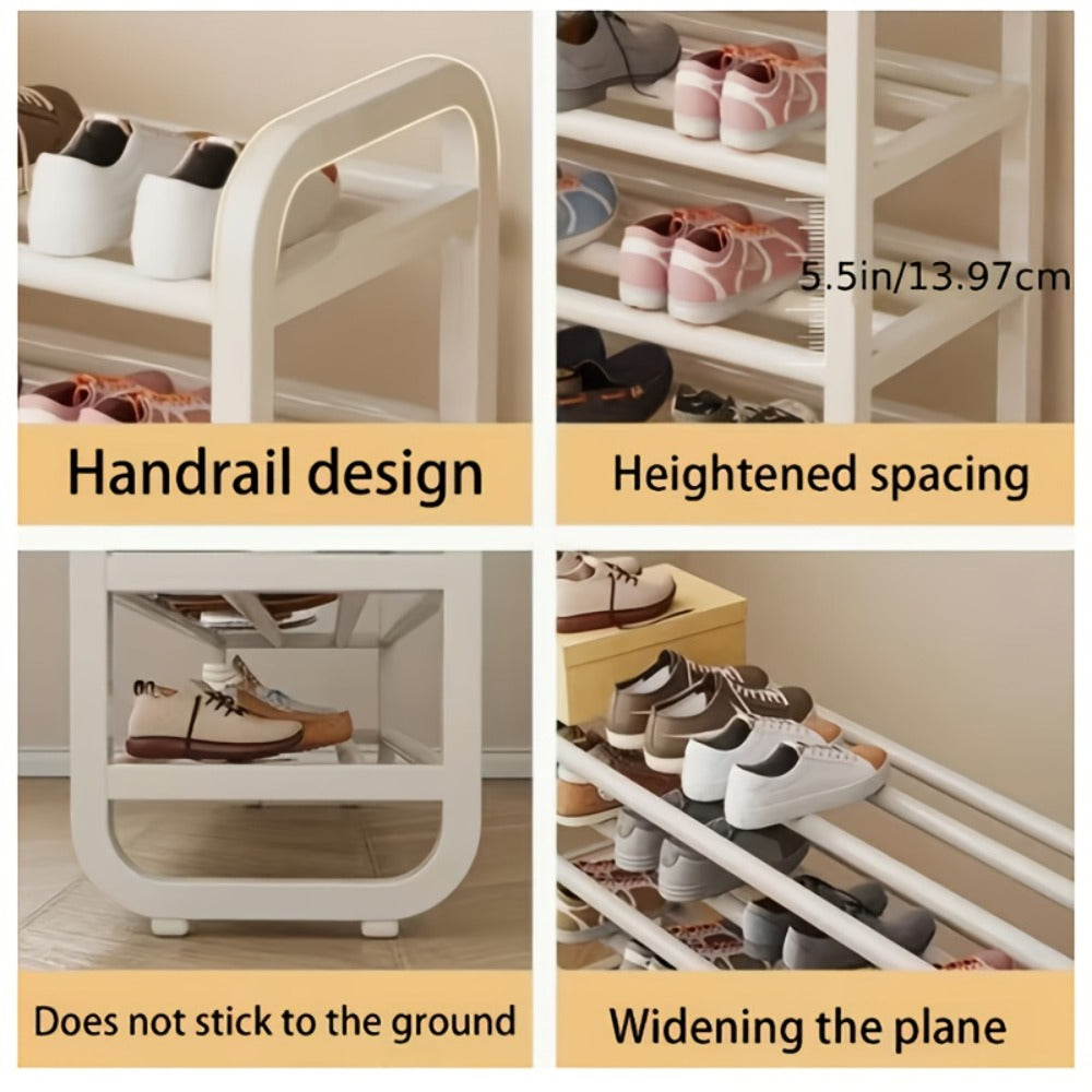 5 Layer Shoe Rack Space Saving Narrow Design | Floor to Ceiling Shoe Storage Organizer | Durable Entryway Closet Living Room Door Shoe Shelf in White