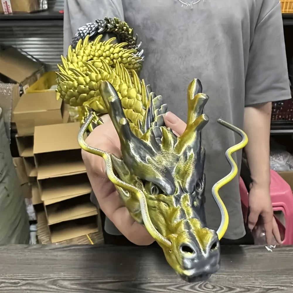 3D Printed Articulated Dragon Figurine 35.4¡± Giant Poseable Chinese Dragon Collectible Sculpture | Flexible Joints Fantasy Desk Decor for Home Office Car | Unique Gift for Dragon Collectors Mom Dad