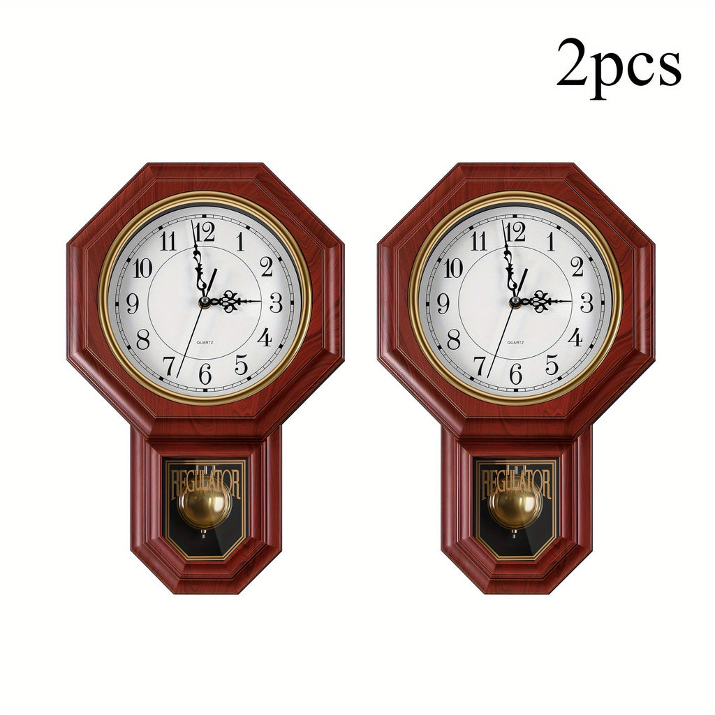 Pendulum Wall Clock with Hourly Striking Bell Sweeping Second Hand Vintage Traditional School Clock Adjustable Tuning Battery Operated Home Office Decor Mahogany Black