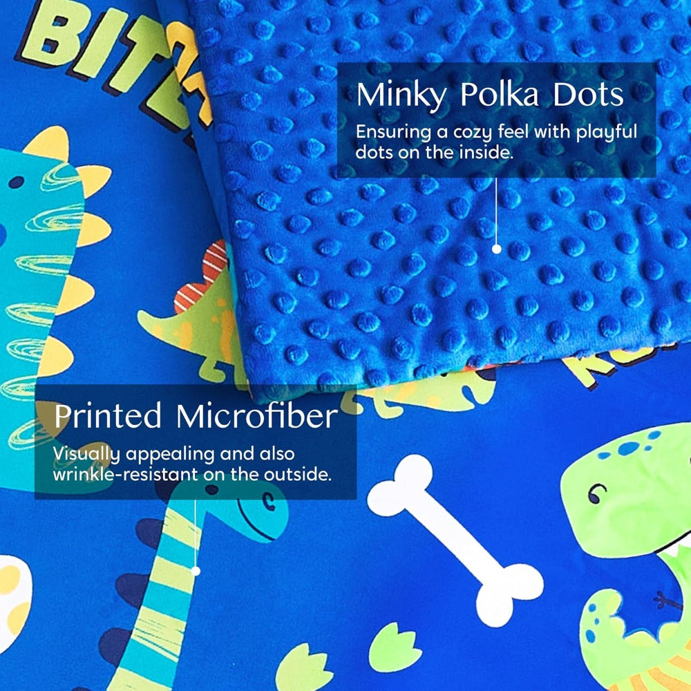Kids Nap Mat with Removable Pillow & Minky Blanket - Soft Roll-Up Sleeping Bag for Boys Girls, Blue Dinosaur Design, Preschool Kindergarten Daycare Sleepover, Ages 3+, 55''x30''
