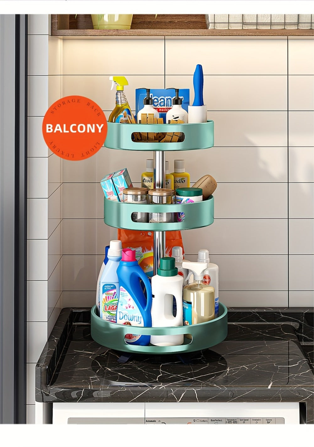 Rotating Spice Rack Double Layer Stainless Steel Countertop Corner Seasoning Storage Organizer for Kitchen Pantry Cabinet Green Silver White Black