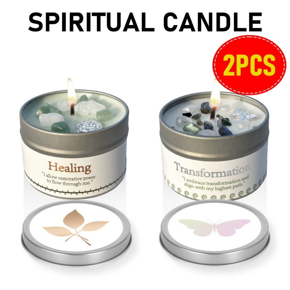 Manifestation Candles Scented Soy Wax with Crystal & Guidance Card for Meditation Yoga Focus | Law of Attraction Abundance Candle | Christmas Birthday Gift for Women