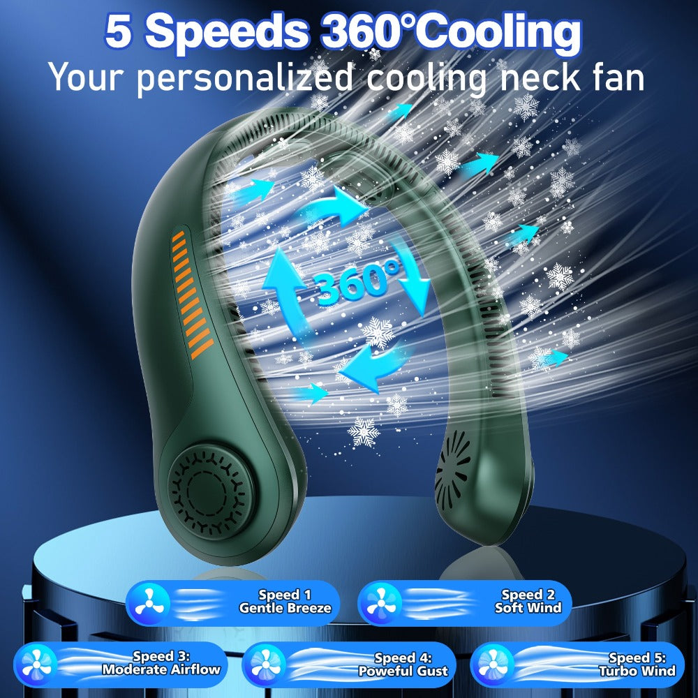 Bladeless Neck Fan USB Rechargeable | 5-Speed Quiet Portable Personal Cooling Fan for Office, Travel & Outdoor Use ¨C Hands-Free Wearable Design, Long Battery Life, Multiple Colors