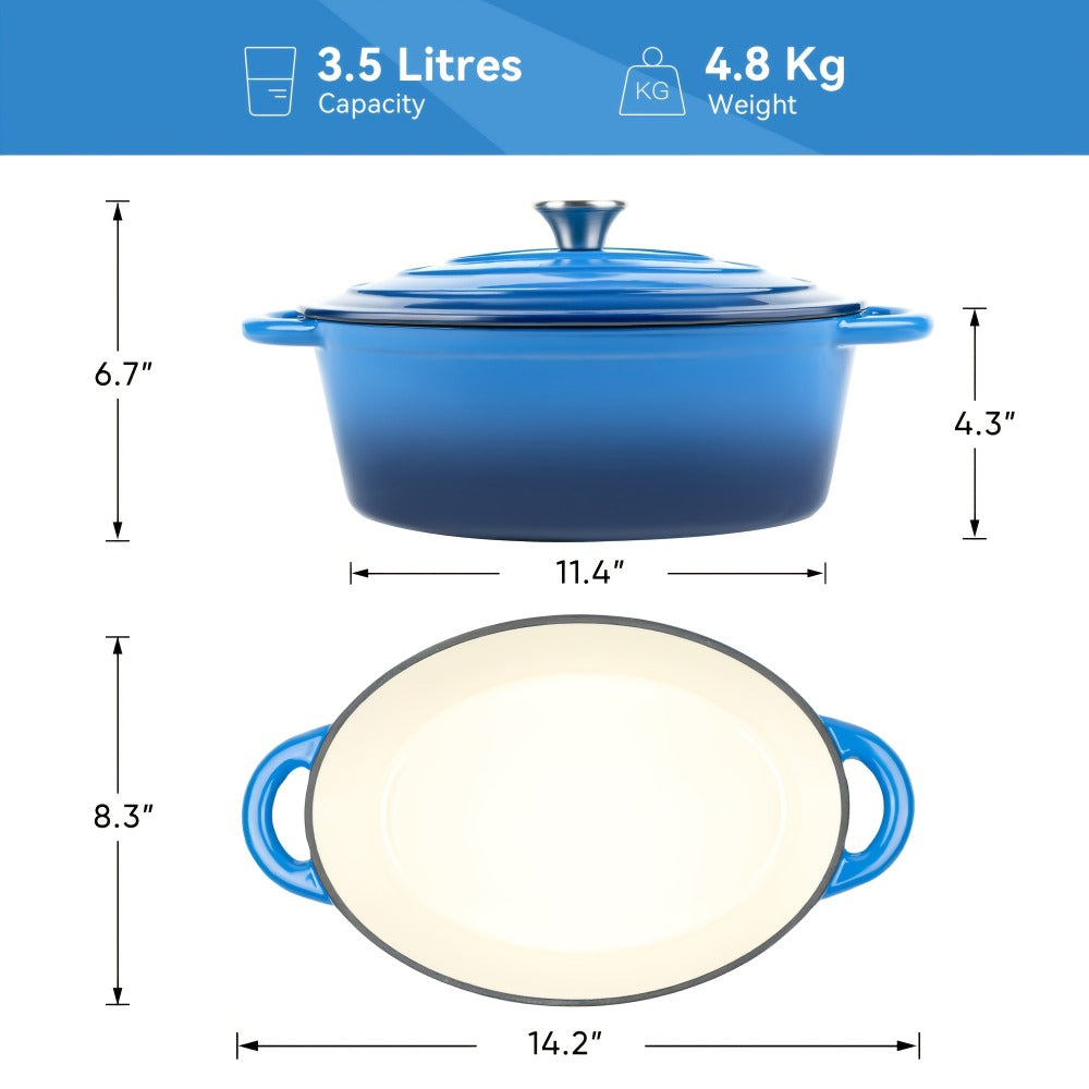 Enameled Cast Iron Dutch Oven 4.5QT with Lid & Dual Handles - Even Heat Distribution, Non-Stick Enamel Interior, for Bread Baking, Slow Cooking, Braising & Roasting, Compatible with All Stovetops & Oven